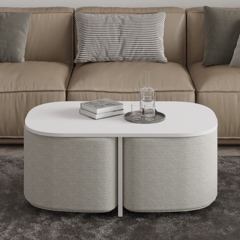 Hu Sofabordssæt 90x42,9x45 cm - Hvid - Møbler - Borde - Sofabord