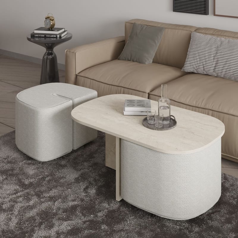 Hu Sofabordssæt 90x42,9x45 cm - Travertin - Møbler - Borde - Sofabord