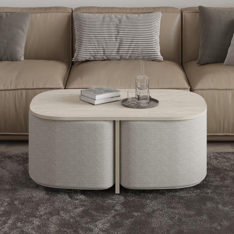 Hu Sofabordssæt 90x42,9x45 cm - Travertin - Møbler - Borde - Sofabord