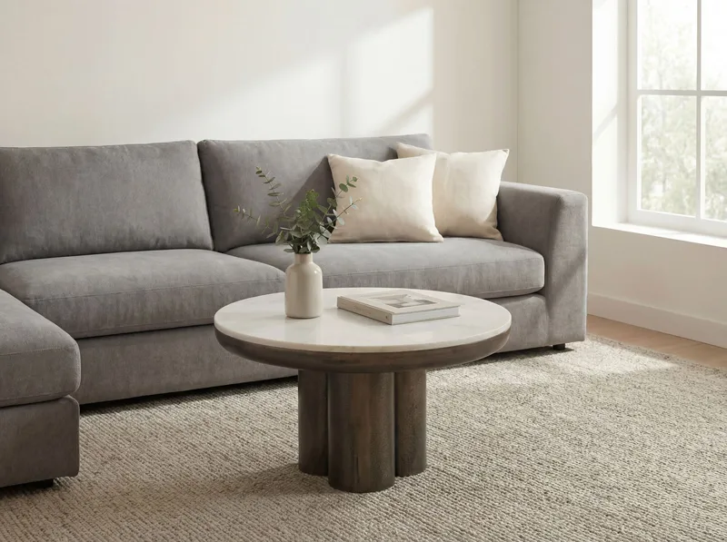 Ilvora rundt sofabord 60 cm i metal med marmorplade - hvid marmor antik sort bronze - Møbler - Borde - Spisebord og køkkenbord