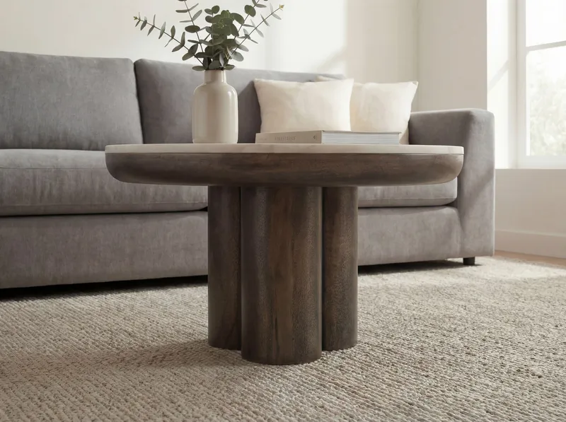 Ilvora rundt sofabord 60 cm i metal med marmorplade - hvid marmor antik sort bronze - Møbler - Borde - Spisebord og køkkenbord
