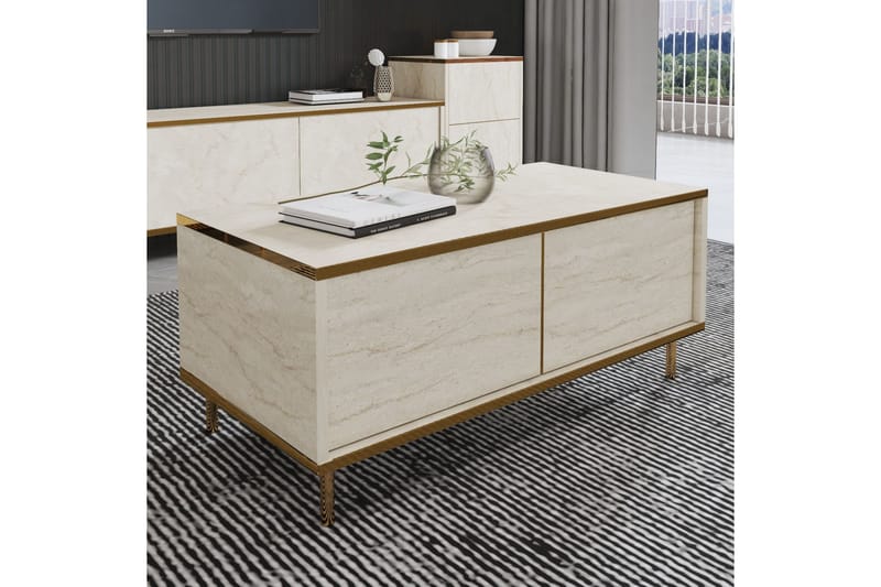 Imaj Sofabord 90 cm - Beige/Guld - Møbler - Borde - Sofabord