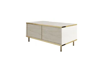 Imaj Sofabord 90 cm Rektangulært med Skuffer i Malet Træ - Beige - Møbler - Borde - Sofabord