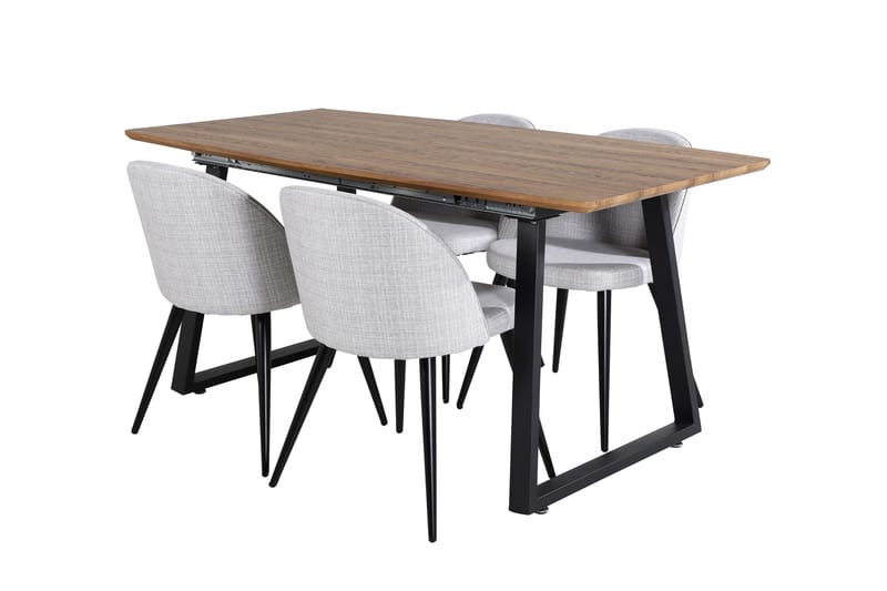 Inca Matgruppe 160 cm Rektangulær med 4 Velvet Stole - Sort - Møbler - Borde - Spisebordssæt
