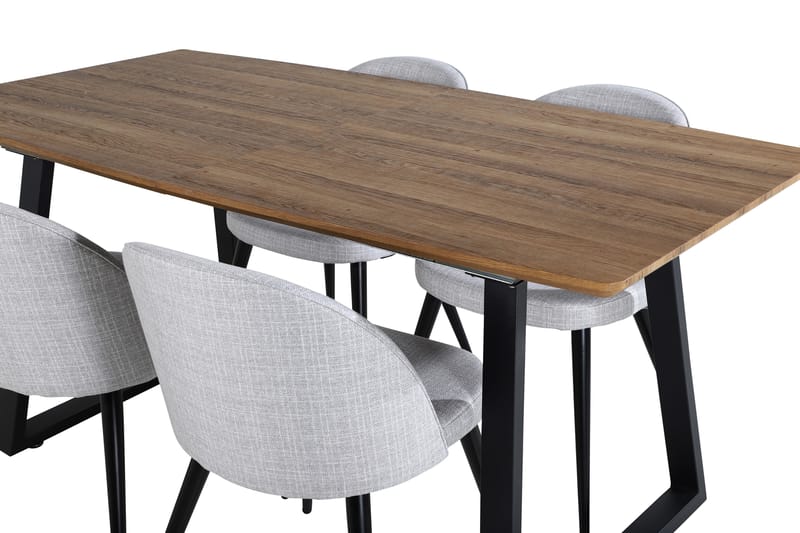 Inca Matgruppe 160 cm Rektangulær med 4 Velvet Stole - Sort - Møbler - Borde - Spisebordssæt