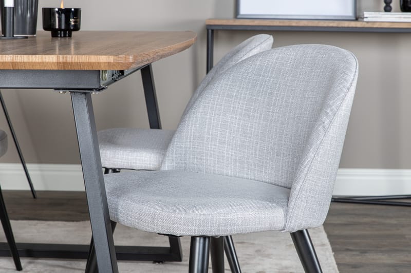 Inca Matgruppe 160 cm Rektangulær med 4 Velvet Stole - Sort - Møbler - Borde - Spisebordssæt