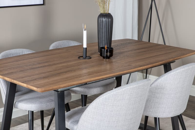 Inca Matgruppe 160 cm Rektangulær med 4 Velvet Stole - Sort - Møbler - Borde - Spisebordssæt