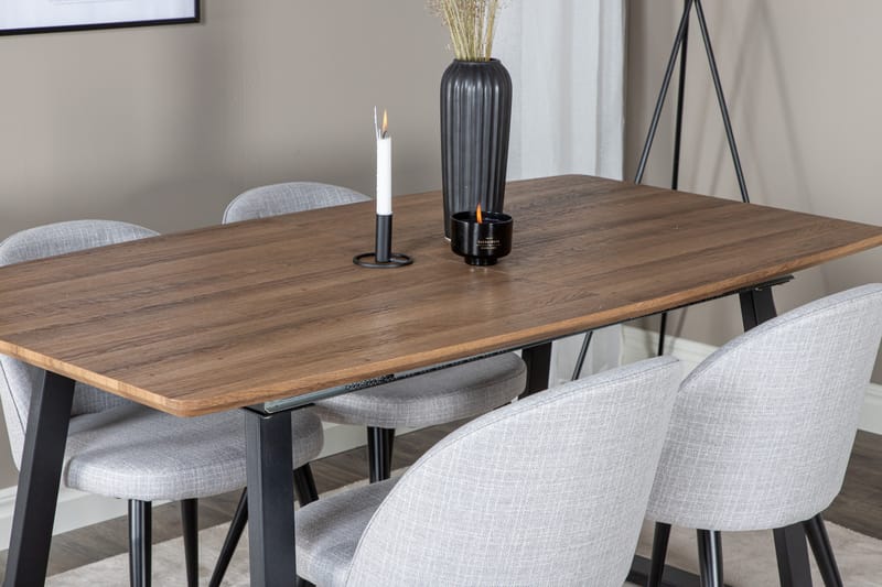 Inca Matgruppe 160 cm Rektangulær med 4 Velvet Stole - Sort - Møbler - Borde - Spisebordssæt