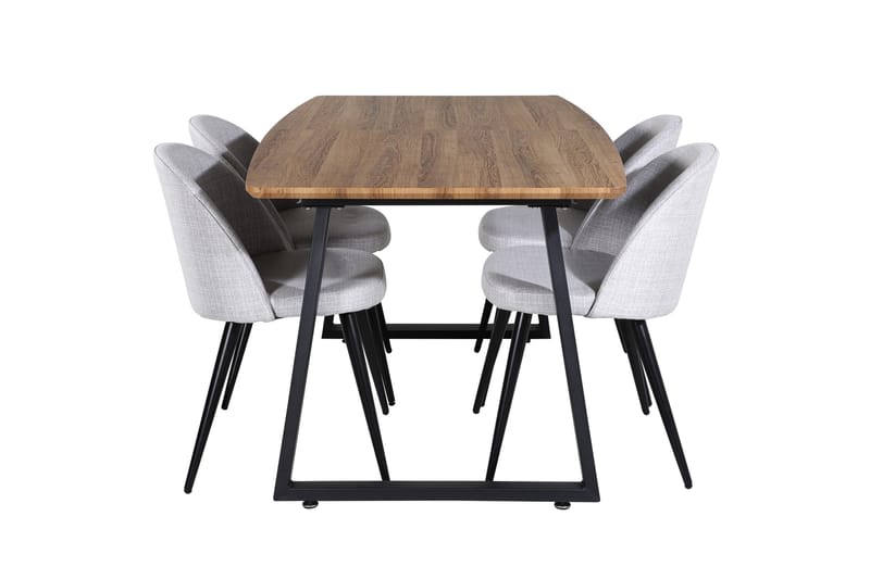 Inca Matgruppe 160 cm Rektangulær med 4 Velvet Stole, Sort