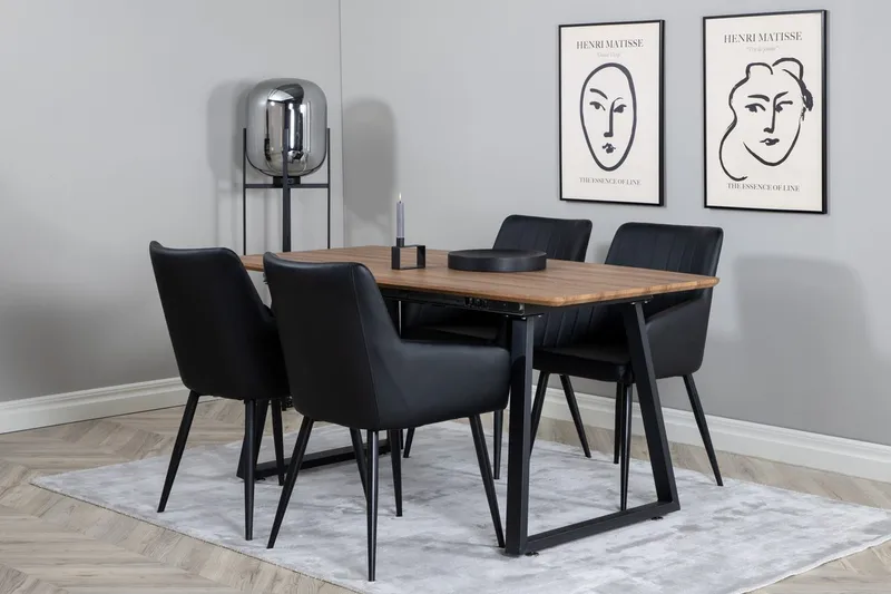 Inca spisebord med udtræk med 4 Comfort armstole