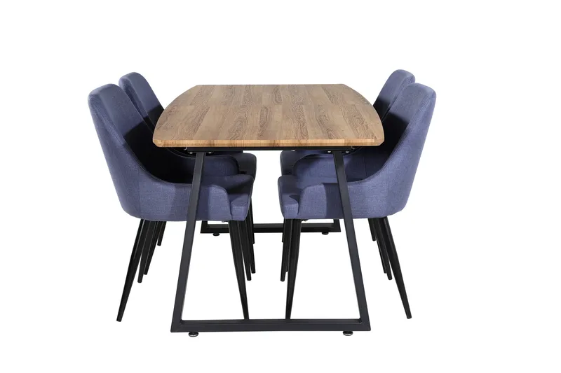 Inca Spisebordssæt 160 cm Rektangulær med 4 Plaza Stole, Svart