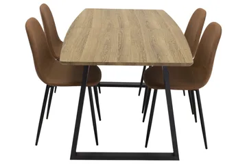 Inca spisebordssæt 160 cm rektangulært med 4 Polar-stole - Møbler - Borde - Spisebordssæt
