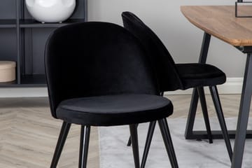 Inca spisebordssæt med rektangulært bord på 160 cm og 4 Velvet-stole - Møbler - Borde - Spisebordssæt