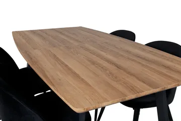 Inca spisebordssæt med rektangulært bord på 160 cm og 4 Velvet-stole - Møbler - Borde - Spisebordssæt