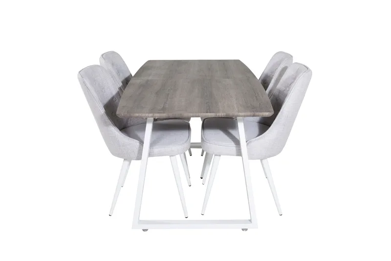 Inca Spisebordssæt Udvideligt 160 cm Rektangulær med 4 Velvet Stole, Lys grå