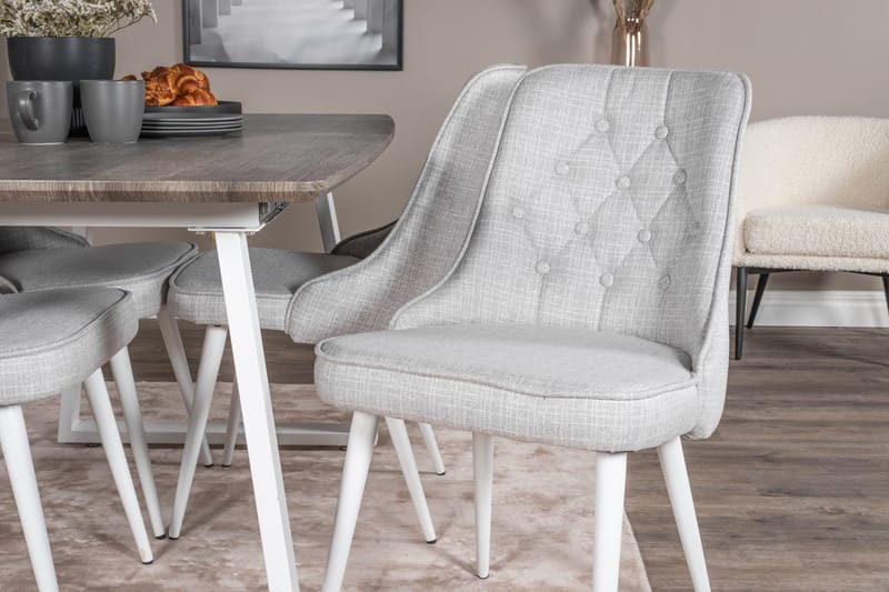 Inca Spisebordssæt Udvideligt 160 cm Rektangulær med 4 Velvet Stole - Lys grå - Møbler - Borde - Spisebordssæt