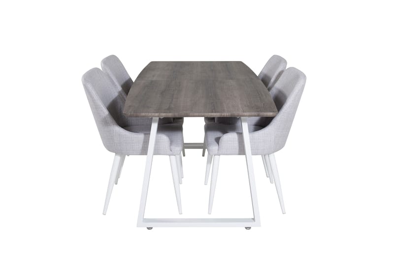 Inca Spisebordssæt Udvideligt 160 cm Rektangulær med 4 Plaza Stole, Grå