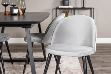 Inca spisegruppe, udtrækkelig, 160 cm rektangulær med 4 Velvet-stole - Møbler - Borde - Spisebordssæt