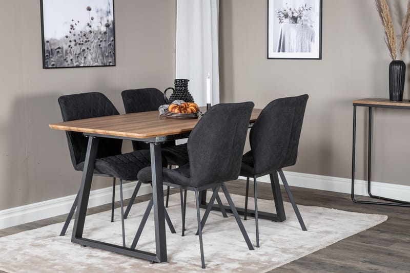 Inca Spisegruppe 160 cm Rektangulær med 4 Gemma stole - Svart - Møbler - Borde - Spisebordssæt