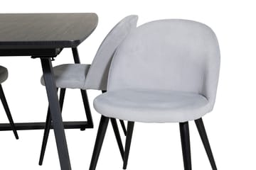 Inca spisesæt med udtræk 160 cm, rektangulært, med 4 Velvet-stole - Møbler - Borde - Spisebordssæt