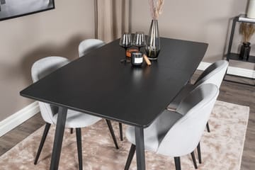 Inca spisesæt med udtræk 160 cm, rektangulært, med 4 Velvet-stole - Møbler - Borde - Spisebordssæt