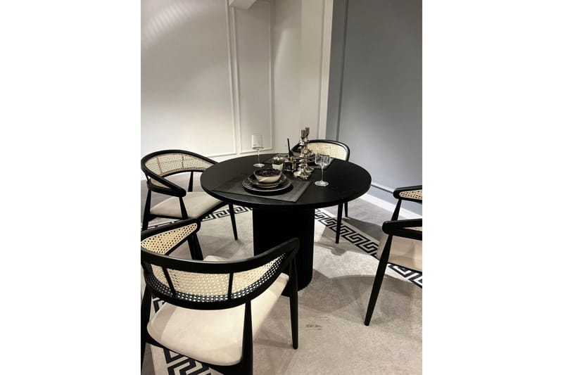 Indumati Spisegruppe Rund - Sort/Hvid - Møbler - Borde - Spisebordssæt
