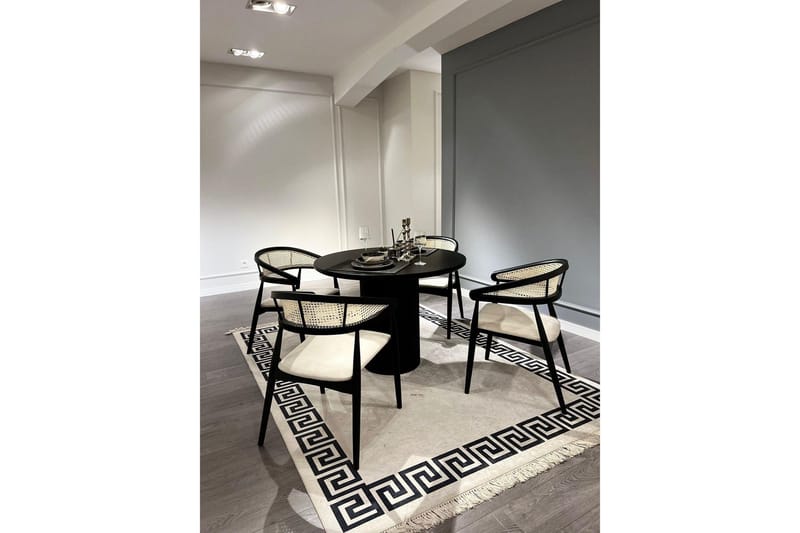 Indumati Spisegruppe Rund - Sort/Hvid - Møbler - Borde - Spisebordssæt