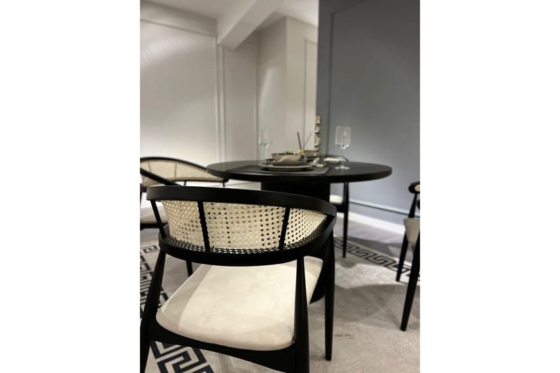 Indumati Spisegruppe Rund - Sort/Hvid - Møbler - Borde - Spisebordssæt