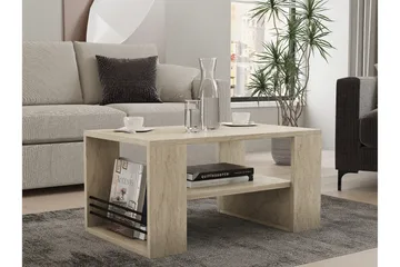 Iris 80 cm Rektangulært Sofabord med Hylde i Træ - Beige - Møbler - Borde - Sofabord