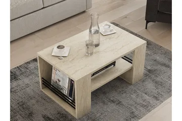 Iris 80 cm Rektangulært Sofabord med Hylde i Træ - Beige - Møbler - Borde - Sofabord