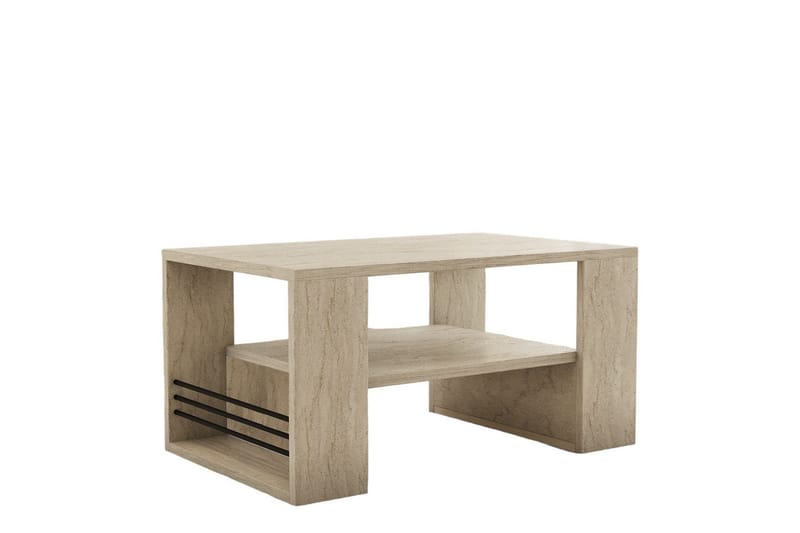 Iris 80 cm Rektangulært Sofabord med Hylde i Træ - Beige - Møbler - Borde - Sofabord