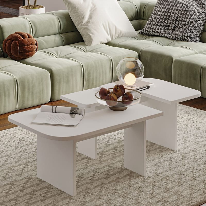 Iris Sofabordssæt 90x35x45 cm - Hvid - Møbler - Borde - Sofabord