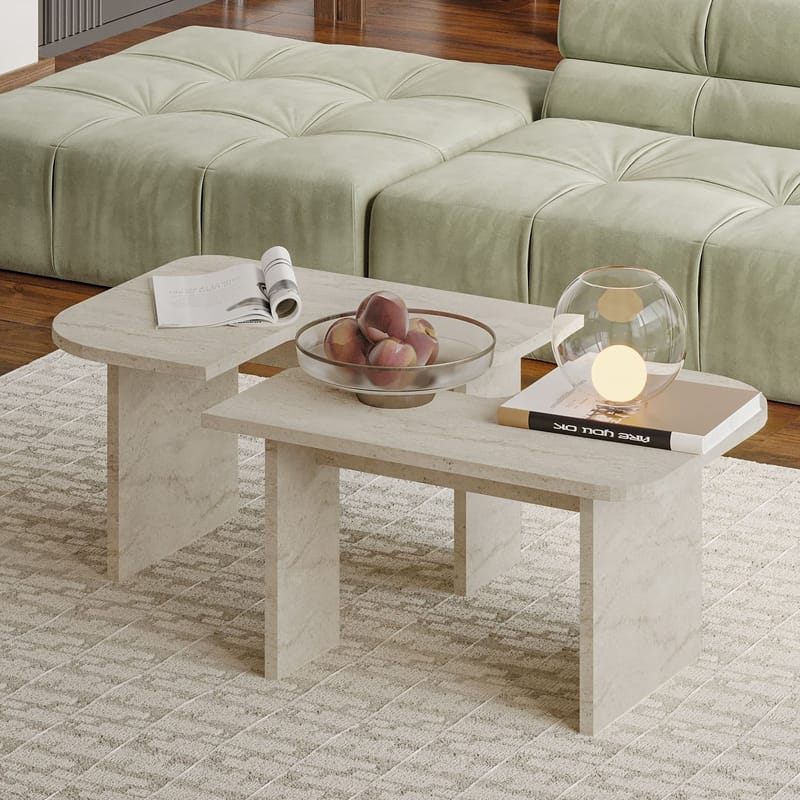 Iris Sofabordssæt 90x35x45 cm - Travertin - Møbler - Borde - Sofabord