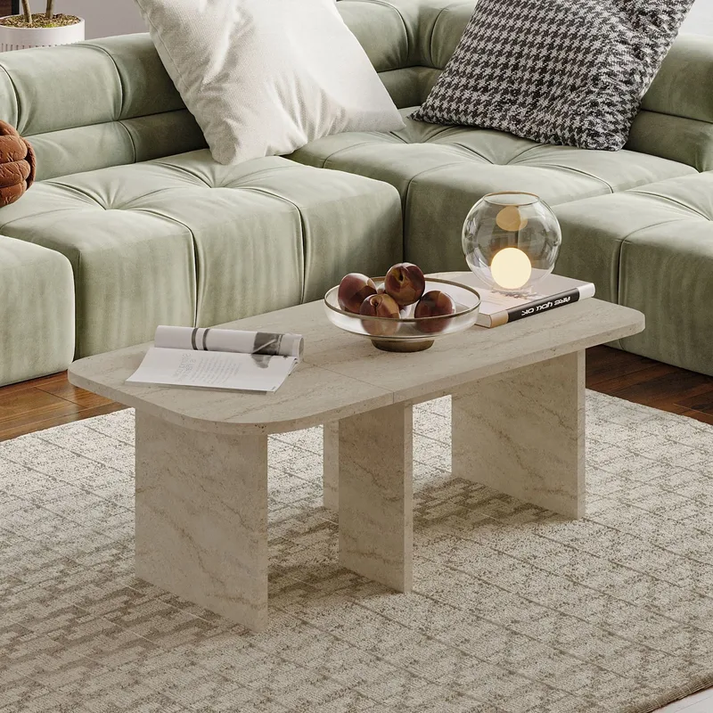 Iris Sofabordssæt 90x35x45 cm - Travertin - Møbler - Borde - Sofabord