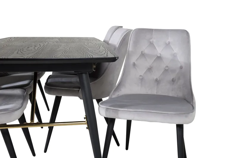 Irunea spisebord 180 cm med 6 stk. Valera luksusstole i velour - Møbler - Borde - Spisebordssæt