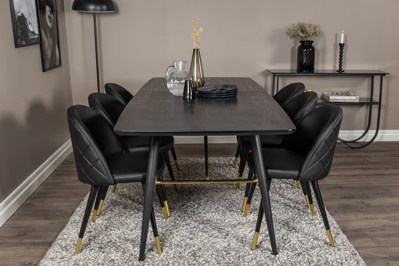 Irunea spisebord 180 cm med 6 stk. Valera spisebordsstole - Møbler - Borde - Spisebordssæt