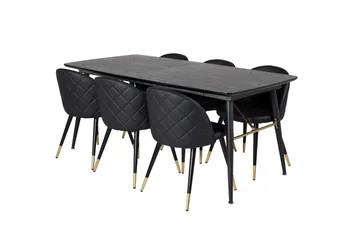 Irunea spisebord 180 cm med 6 stk. Valera spisebordsstole - Møbler - Borde - Spisebordssæt
