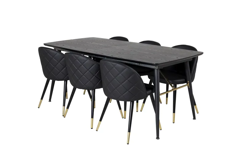 Irunea spisebord 180 cm med 6 stk. Valera spisebordsstole