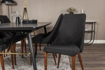 Irunea spisebordssæt med udtræk 180 cm inkl. 6 Campomar stole - Sort/Brun - Møbler - Borde - Spisebordssæt