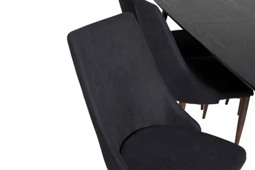 Irunea spisebordssæt med udtræk 180 cm inkl. 6 Campomar stole - Sort/Brun - Møbler - Borde - Spisebordssæt