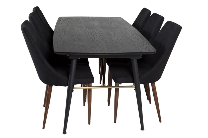 Irunea spisebordssæt med udtræk 180 cm inkl. 6 Campomar stole - Sort/Brun - Møbler - Borde - Spisebordssæt