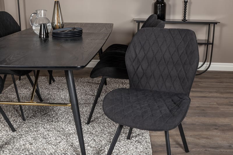 Irunea Spisebordssæt med Udtræk 180 cm inkl. 6 Sumoas Stole - Sort - Møbler - Borde - Spisebordssæt