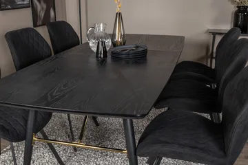 Irunea Spisebordssæt med Udtræk 180 cm inkl. 6 Sumoas Stole - Sort - Møbler - Borde - Spisebordssæt