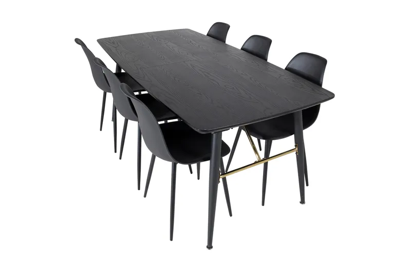 Irunea spisebordssæt med udtræk 180 cm inkl. 6 Ypas stole, Sort