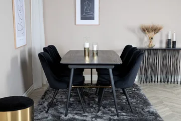 Irunea spisesæt med udtræk 180 cm inkl. 6 Valera Luksus stole - Sort - Møbler - Borde - Spisebordssæt