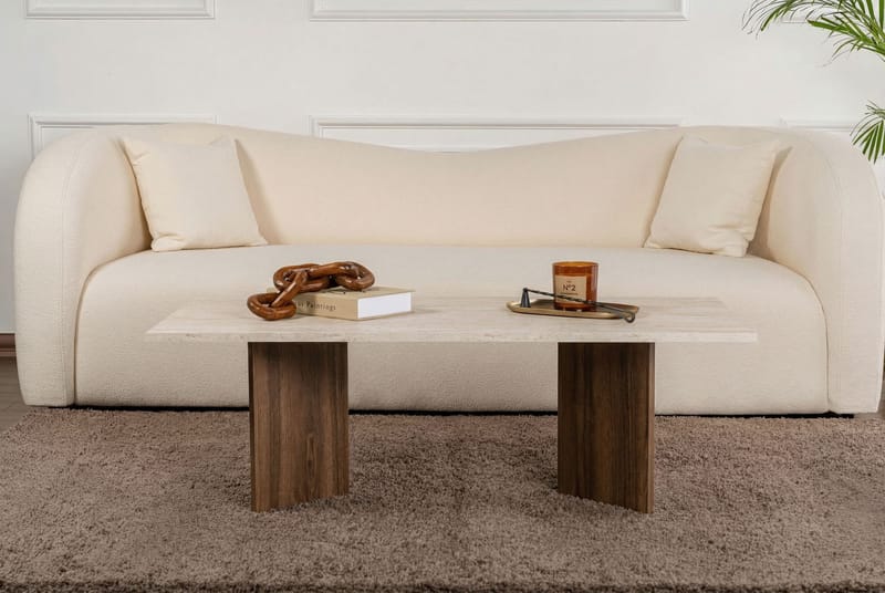 Isami Sofabord 119x40x60 cm - Travertin, Venezia Walnut - Møbler - Borde - Sofabord