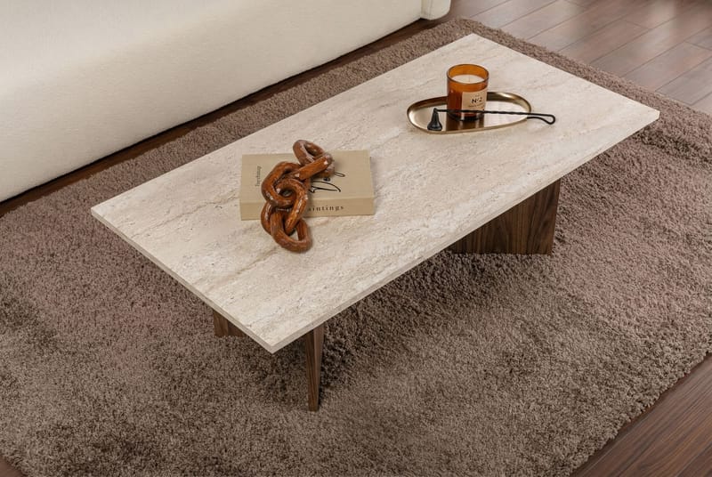 Isami Sofabord 119x40x60 cm - Travertin, Venezia Walnut - Møbler - Borde - Sofabord