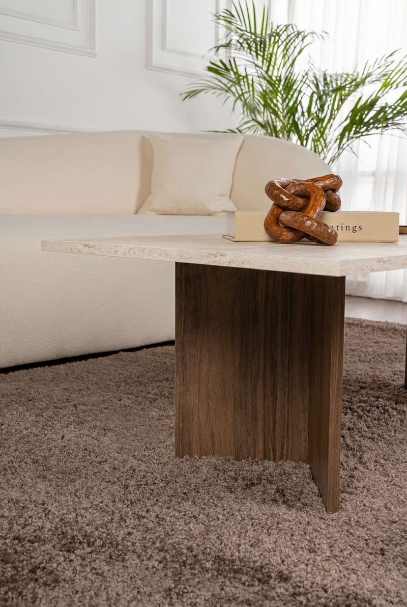 Isami Sofabord 119x40x60 cm - Travertin, Venezia Walnut - Møbler - Borde - Sofabord