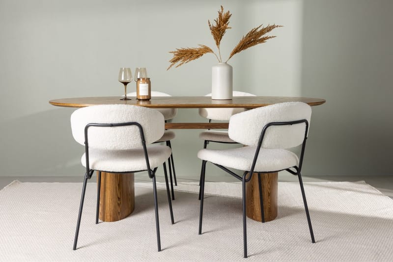 Isolde spisebord 180x90 cm med 4 Chico spisebordsstole