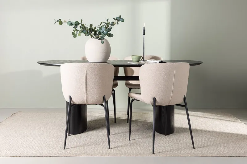 Isolde spisebord 180x90 cm med 4 Modesto spisebordsstole